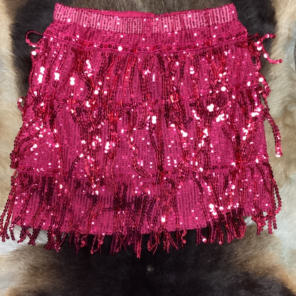 Ladies Fringed Pink Skirt